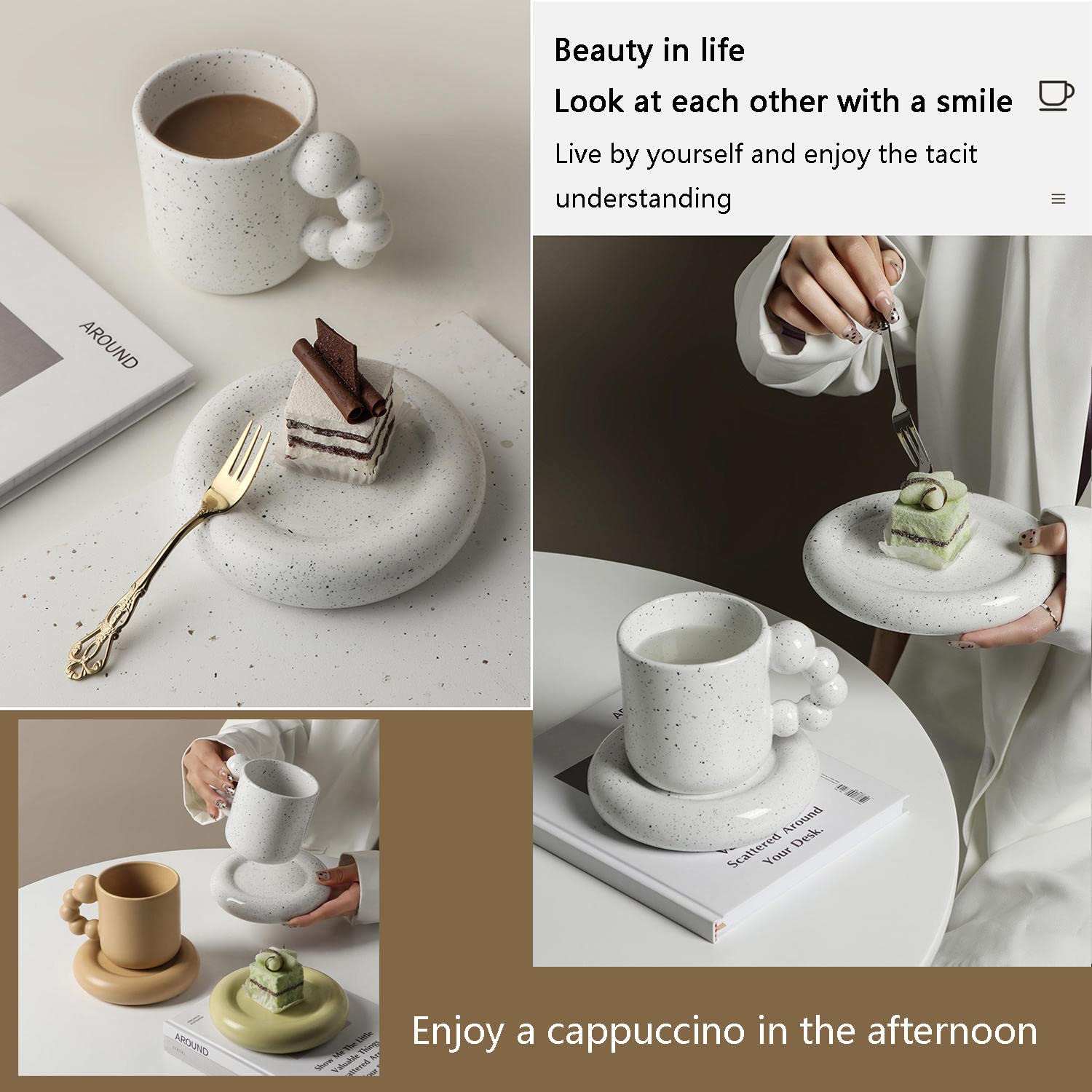 Amazon.co.jp: マグセラミックコーヒーマグ、砂糖漬けホーズハンドル