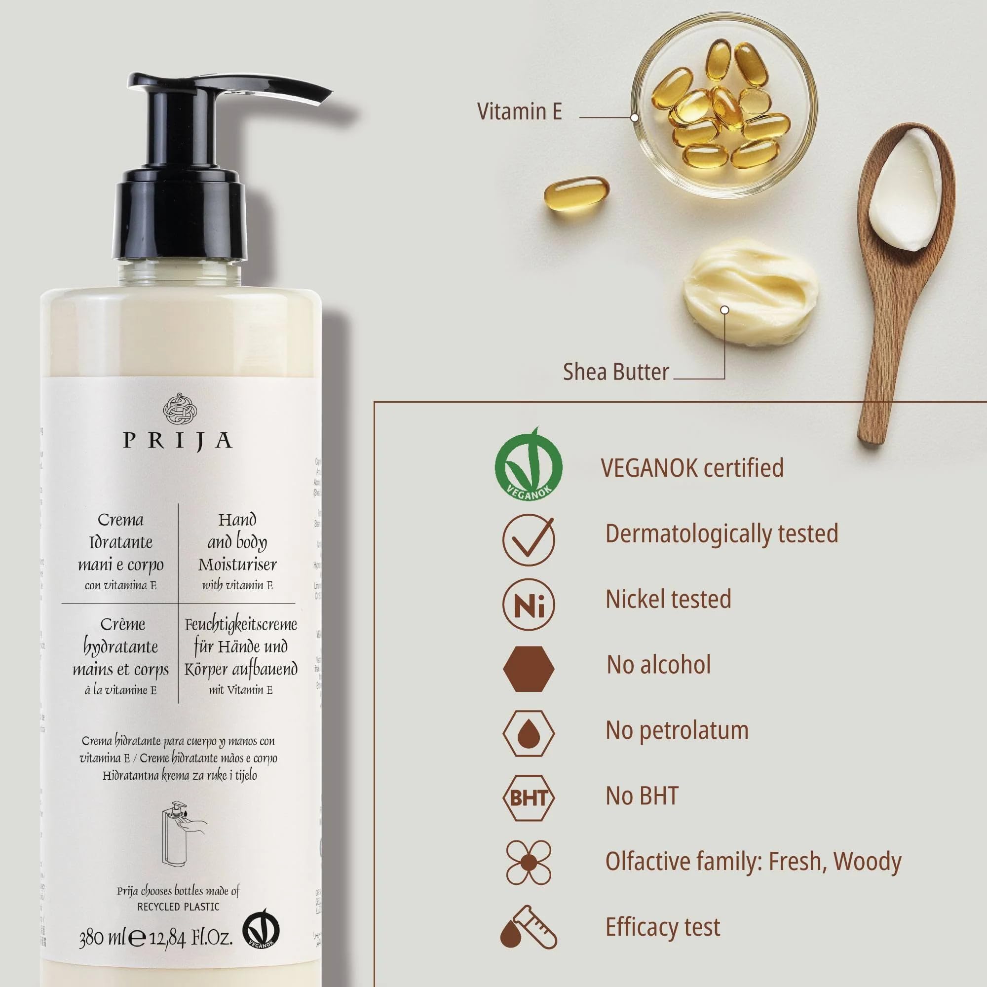 Prija Set XL 4 x 380 ml sapone liquido rivitalizzante con ginseng, shampoo per pelle e capelli rivitalizzante con ginseng, lozione per mani e corpo, lozione per massaggi