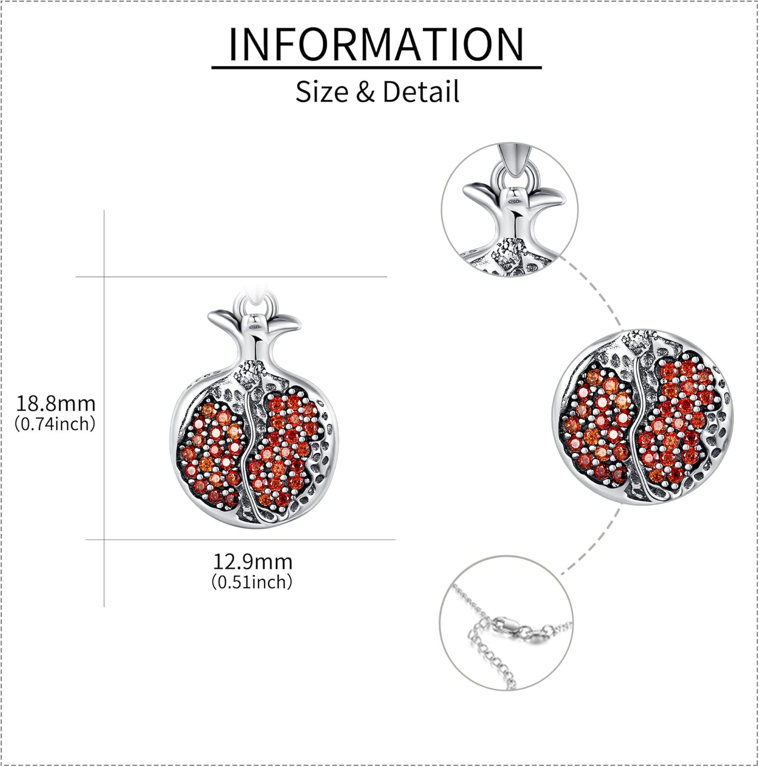 YAFEINI Pomegranate Necklace S925 Sterling Silver Jewelry Pomegranate Pendant Necklace Fruit Gifts For Women Female Zircon Birthday Gift