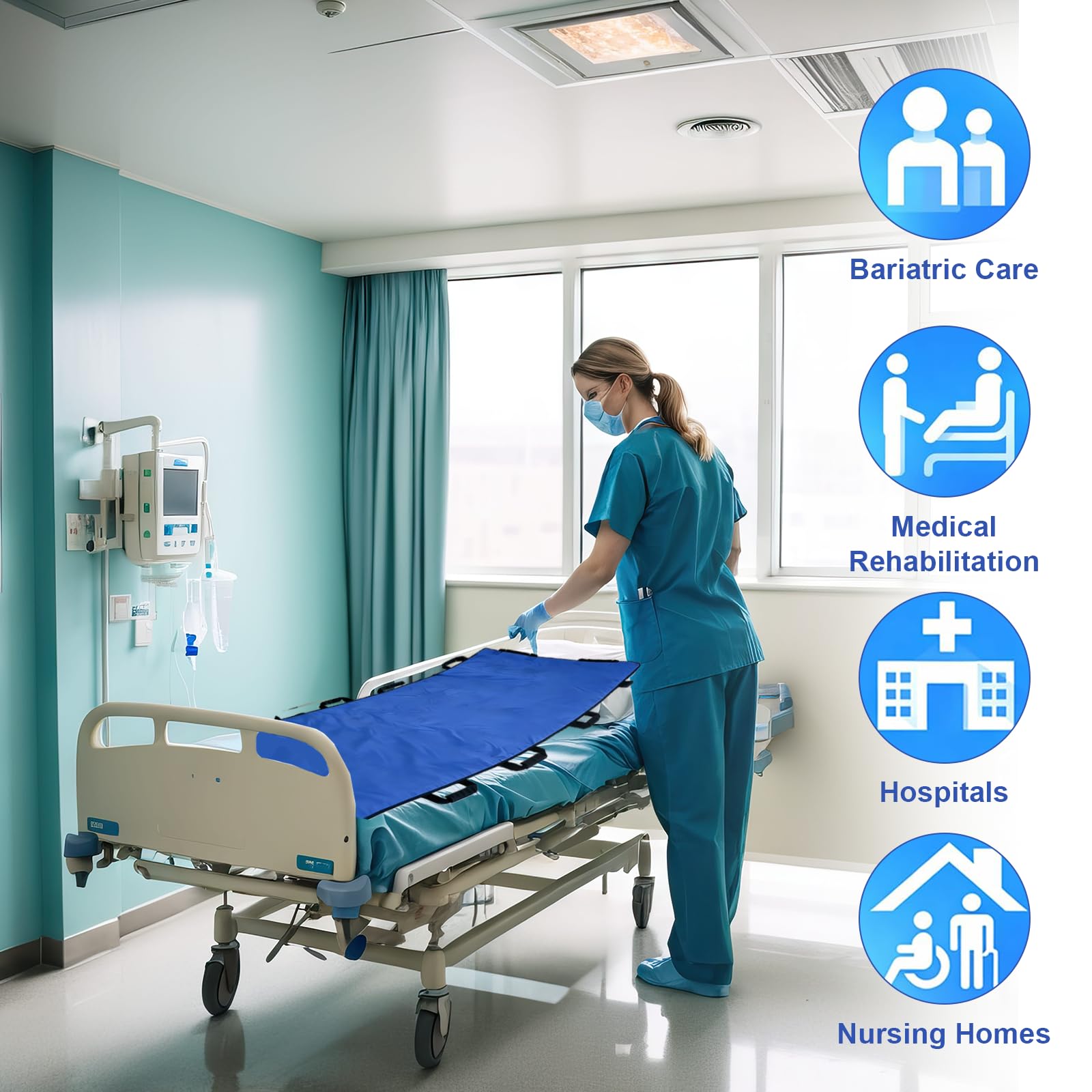 Rettungstuch Krankentrage Oxford Faltbare Trage mit Griffen Sicherheitsgurte und Schultergurte für Krankenhäuser Kliniken Sportstätten Krankenwagen(180 x 70 cm)