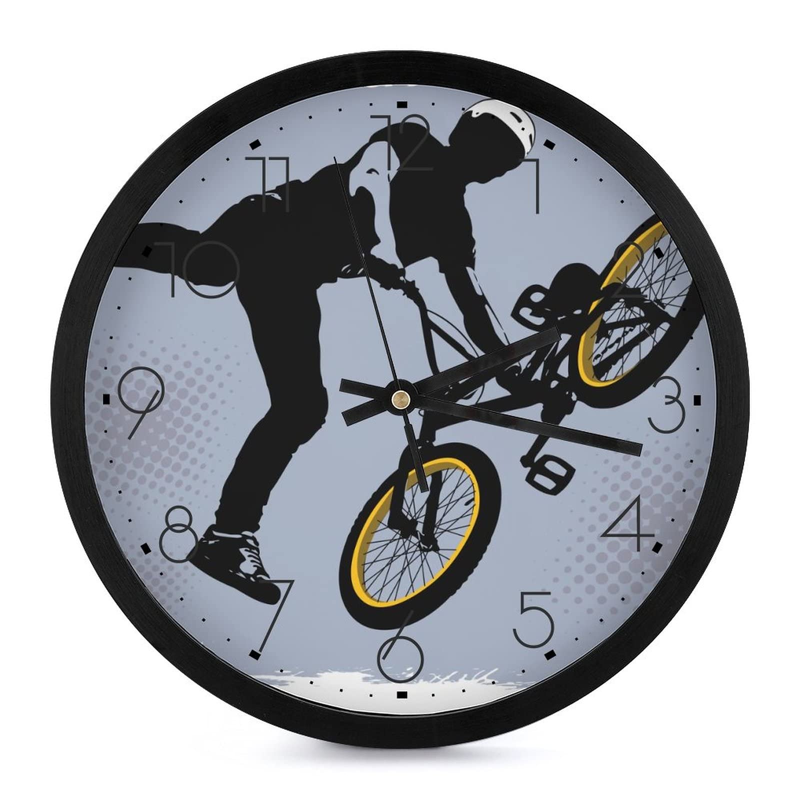 Horloge murale ronde vélo de 25.4 cm avec grands chiffres lisibles