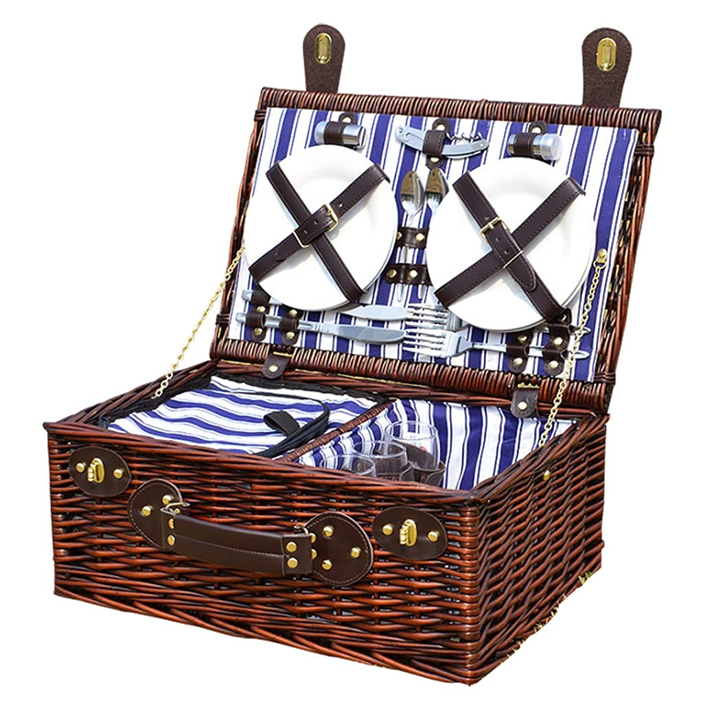 Canasta De Picnic Al Aire Libre Canasta De Almacenamiento De Vajilla para Acampar Caja De Aislamiento, Canasta De Comida De Picnic Portátil Equipo De Picnic (Color : Brown, Size : 46x31x20cm)