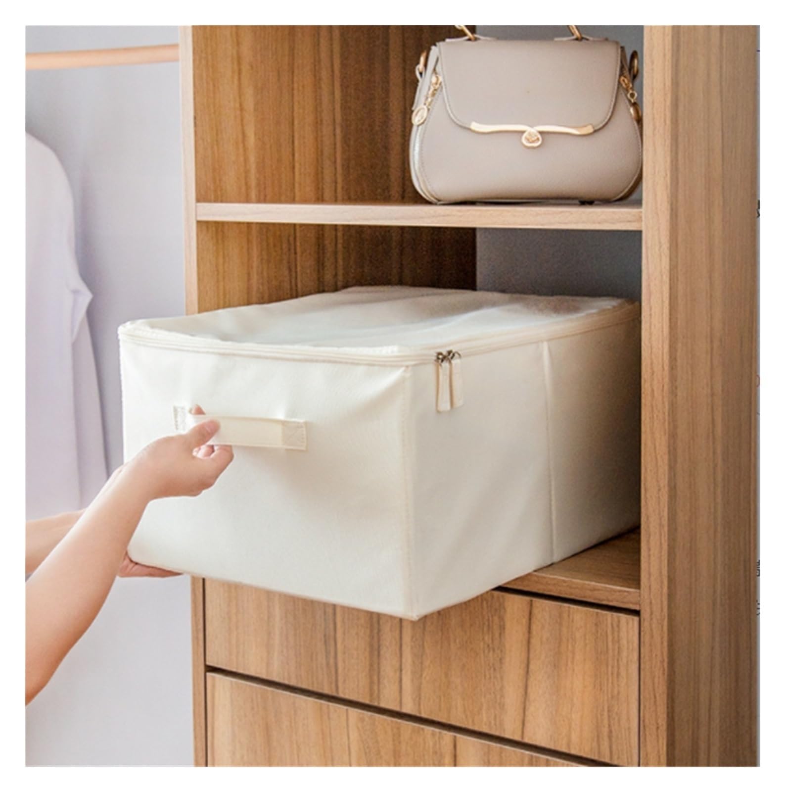Bolsas Almacenaje Ropa Bolsa De Almacenamiento Plegable con Cremallera con 2 Asas Reforzadas For Almacenamiento De Ropa Y Edredones Organizador Armario para Edredones