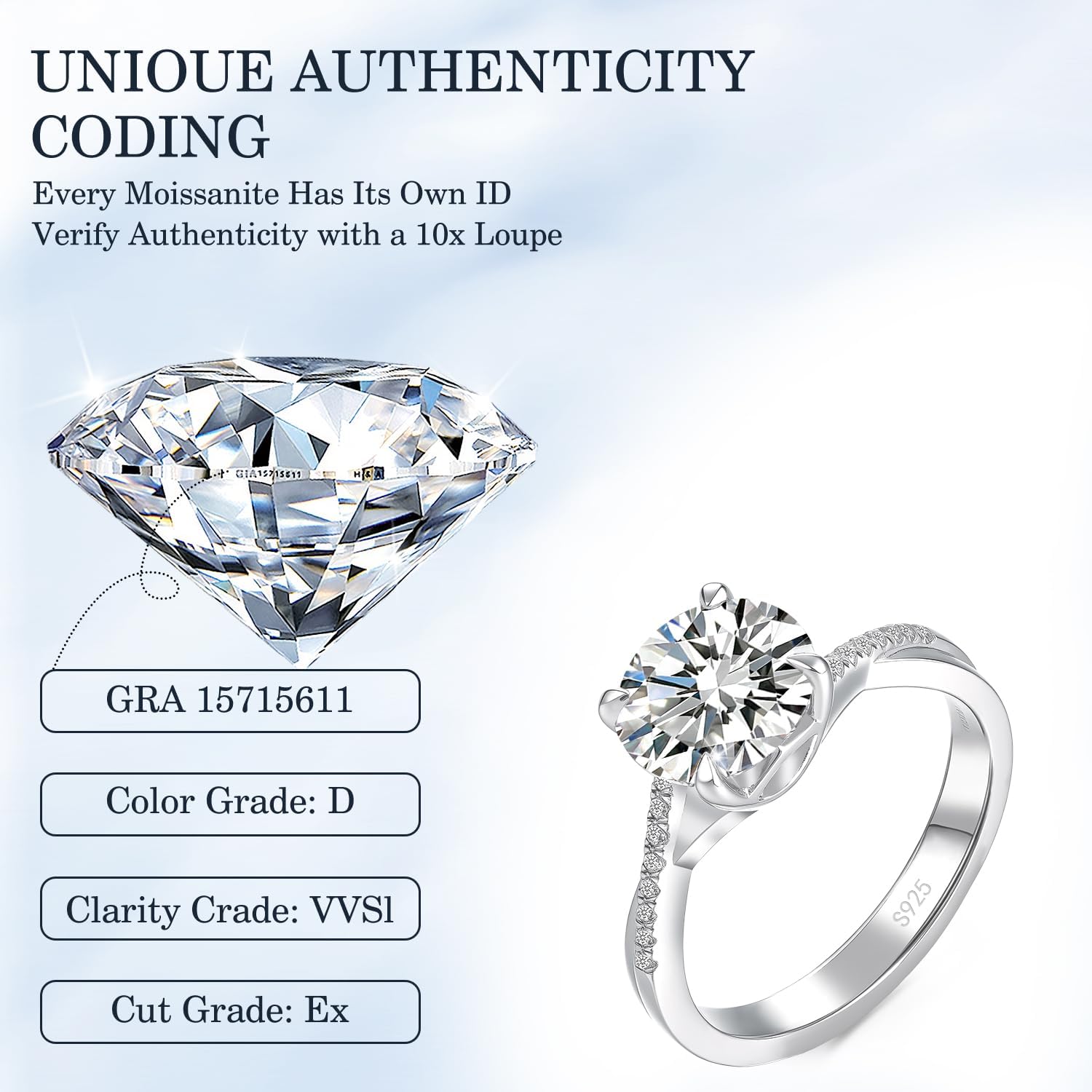 Moissanite Engagement Ring for Women, 1-4CT Round/Marquise Cut D Color VVS1, Thickened 925 Sterling Silver Band, Moissanite Wedding Ring, Anniversary Promise Ring for Her, Ideal Gift