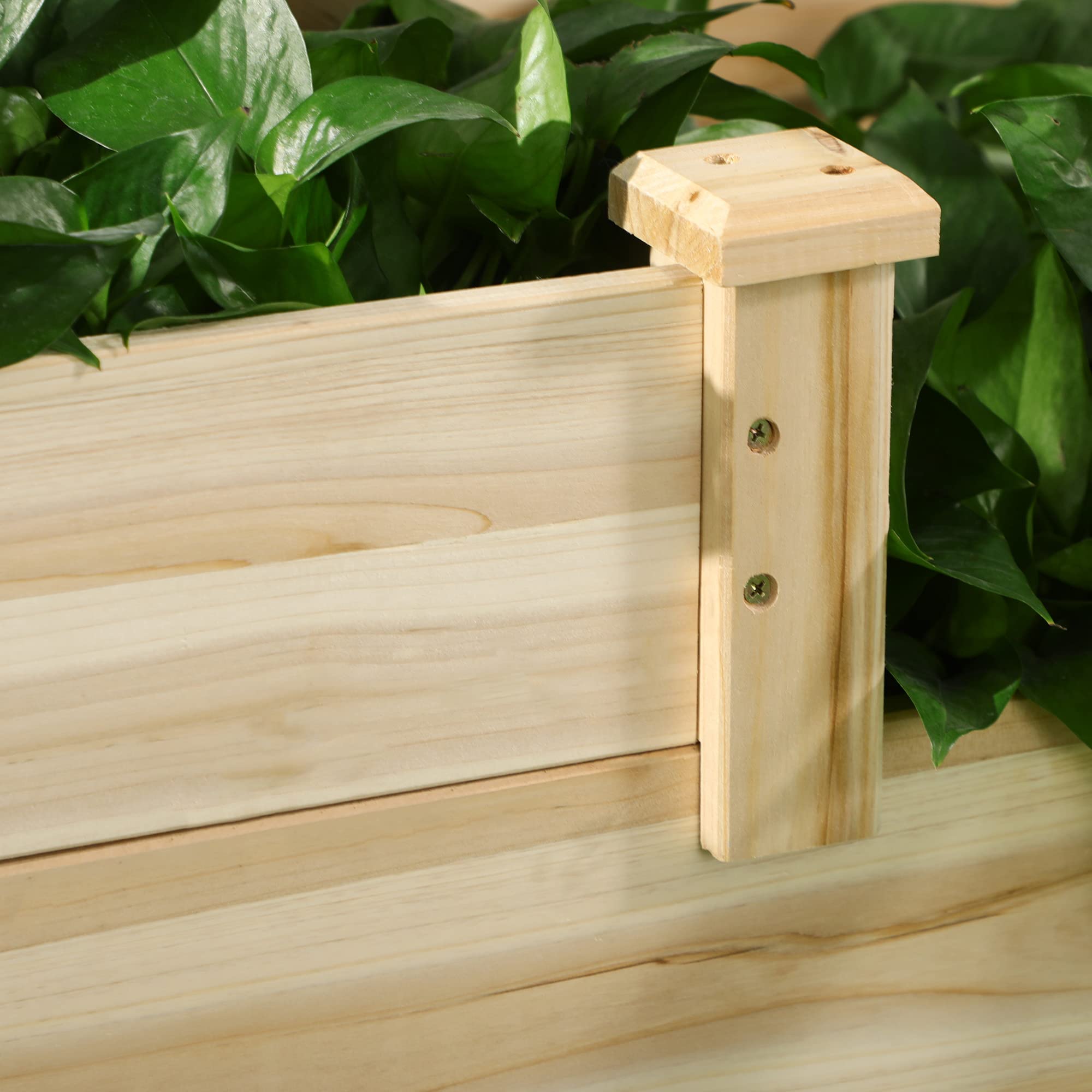 Outsunny Carré Potager en Bois, jardinière extérieure en escalier, 3 Niveaux, Zones séparées, Design sans Fond, 108 x 88 x 36 cm, Bois Naturel