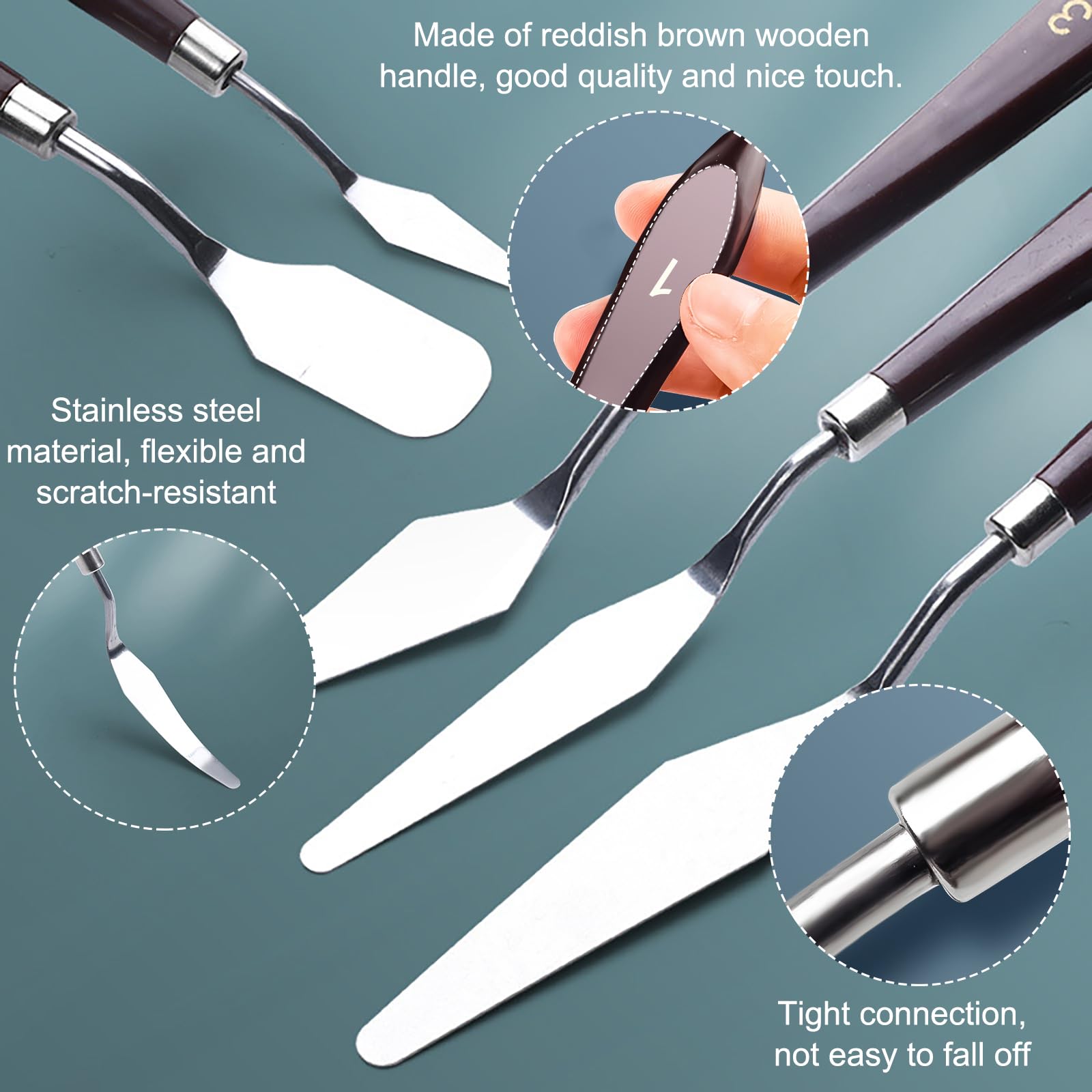 Set 8 Spatole Pittura Professionale - 5 Metalliche + 3 Plastiche Per Artisti E Hobby