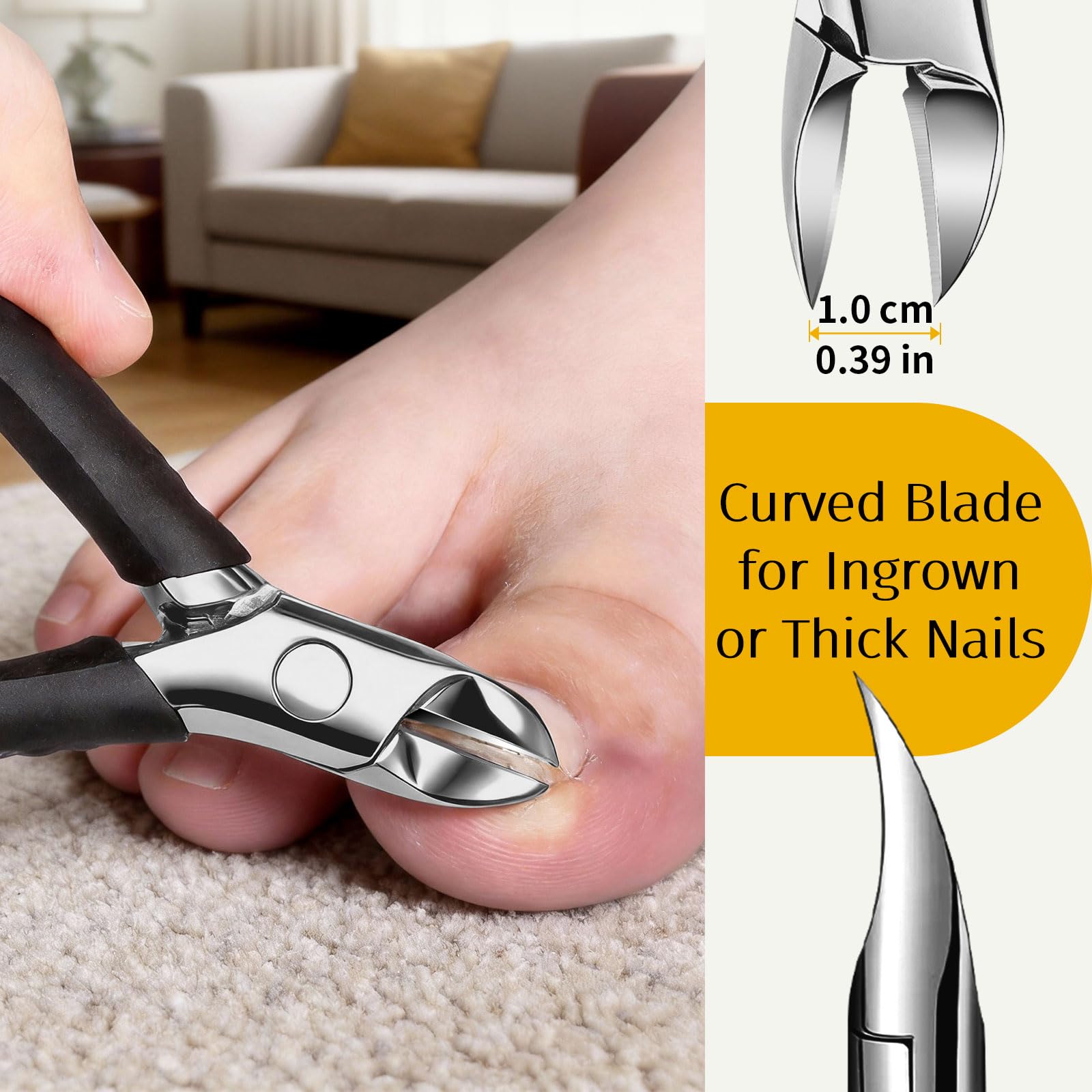 EBEWANLI Fußnagelschere für Dicke Nägel, Nagelzangen für Fußnägel Profi | 5-Teiliges Edelstahl Nagelknipser Set für Dicke und Eingewachsene Nägel, Groß Pediküre Set, Rutschfester Nagelscheren