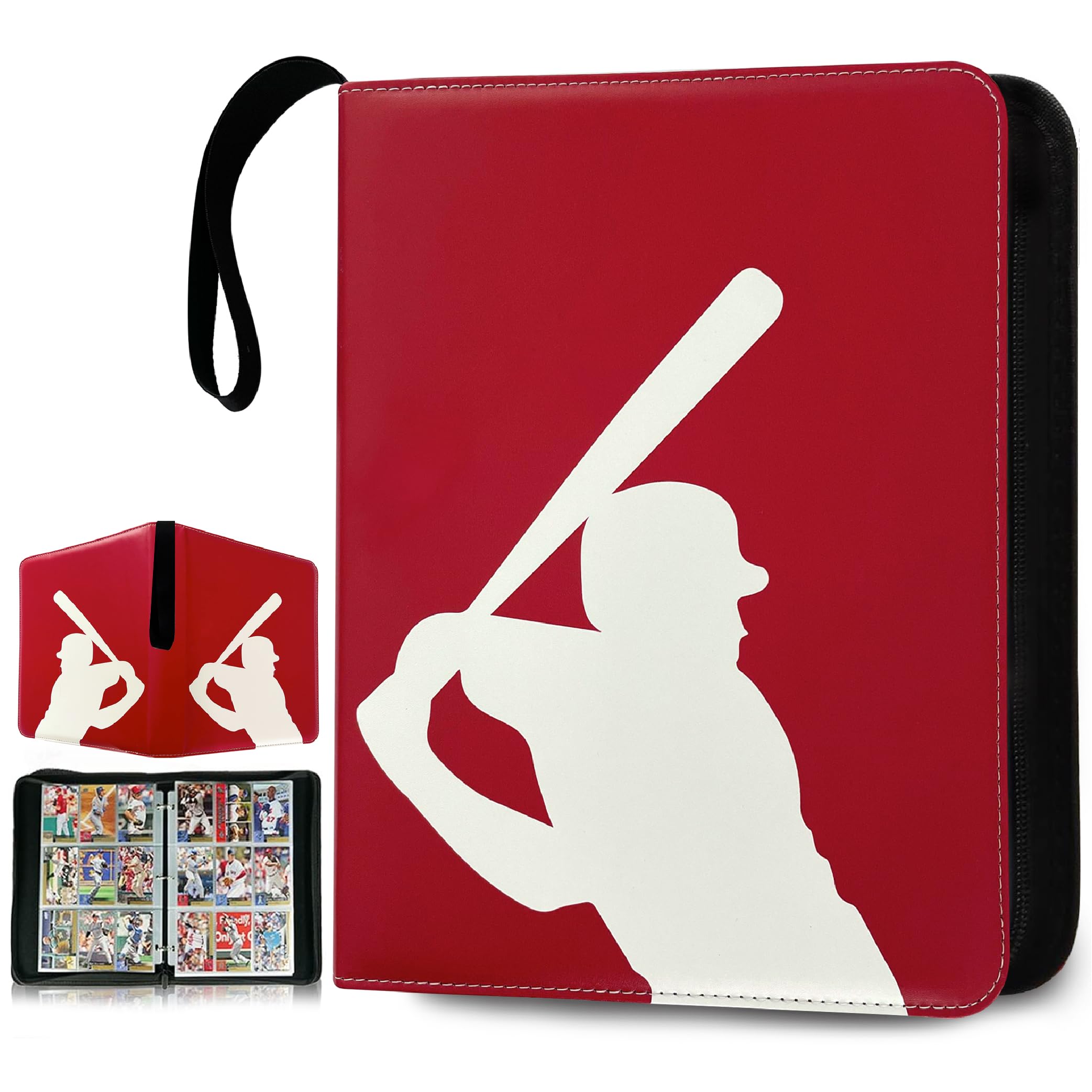 Card Binder with 50 Removable 9 pocket Sleeves, Baseball Sports Card Binder Album fits 900 Cards. Baseball Card Holder, Trading Card album design, Baseball card book. Collectible Trading card album.