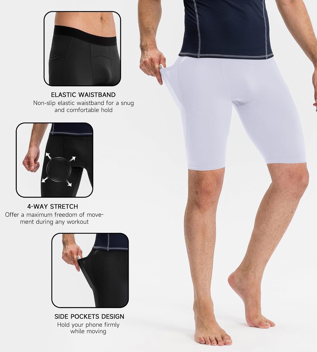 Compression Shorts Men Spandex Sport Shorts, Performance Underwear for Athletic Workout Running Cool Dry Baselayer