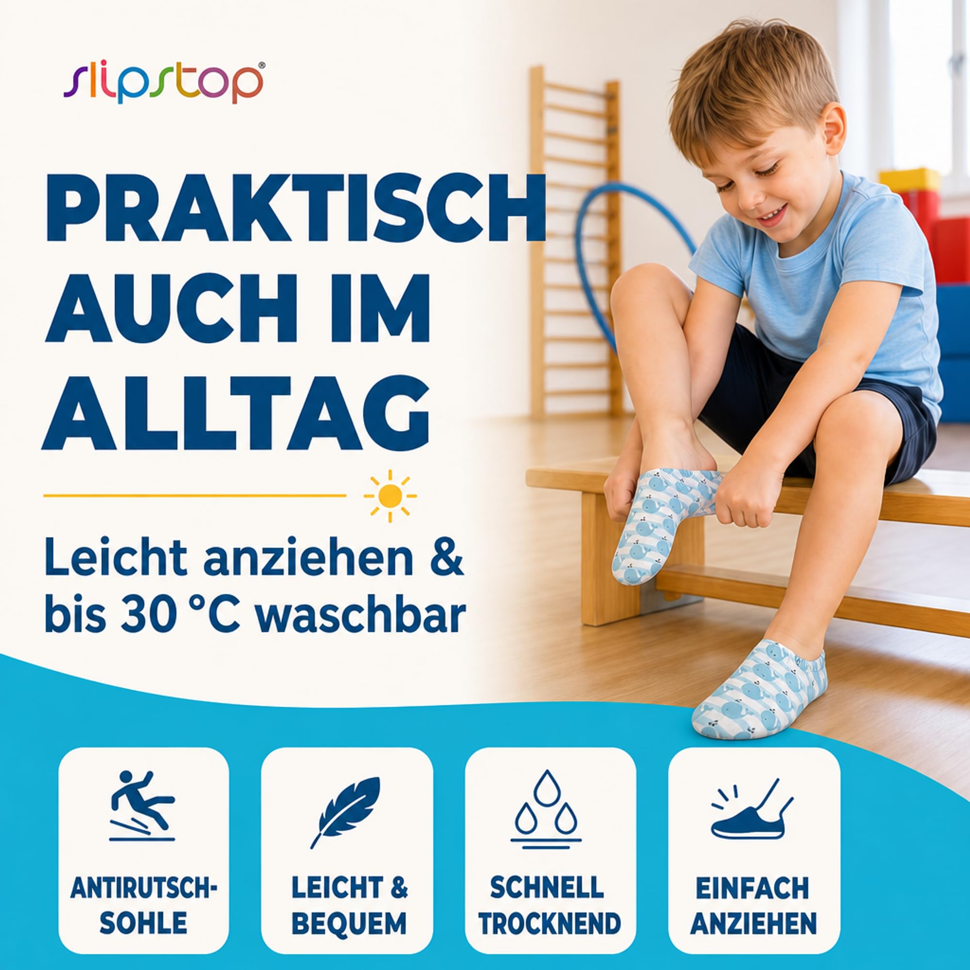 Slipstop Zapatos de playa para niños, antideslizantes, unisex, factor de protección solar 50+, Belle, 30/32 EU