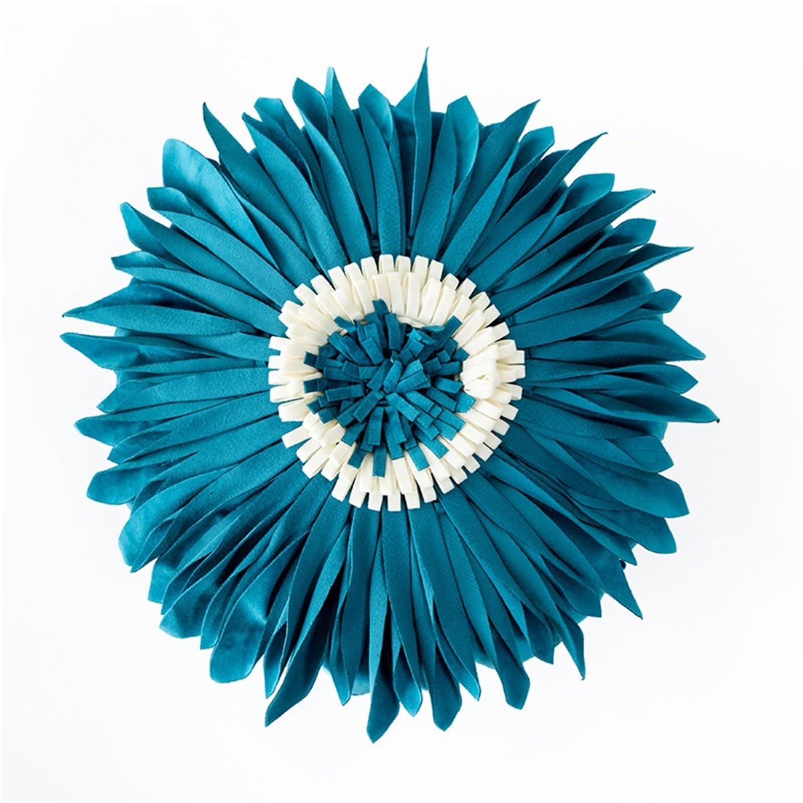 LCKKJHG Velvet 3D Three-dimensional Chrysanthemum Cushion Cover Manual Splice Pillowcase White Round Pillow Covers(Blue)