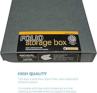 Vista 81 de Lineco Folio Storage Box, Clamshell Design with Metal Edge. 18.5x24.5x1.75 Inches, Archival Boxboard, Preserve Photos, Cards, Magazines, Documents
