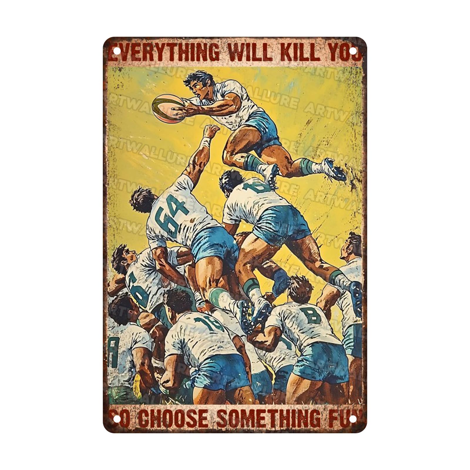 Rugby Vintage Tin Sign Everything Will Kill You Choose Something Fun Metal Sign for Cafes Bar Pub Beer Club Wall Home Decor 8x12inch