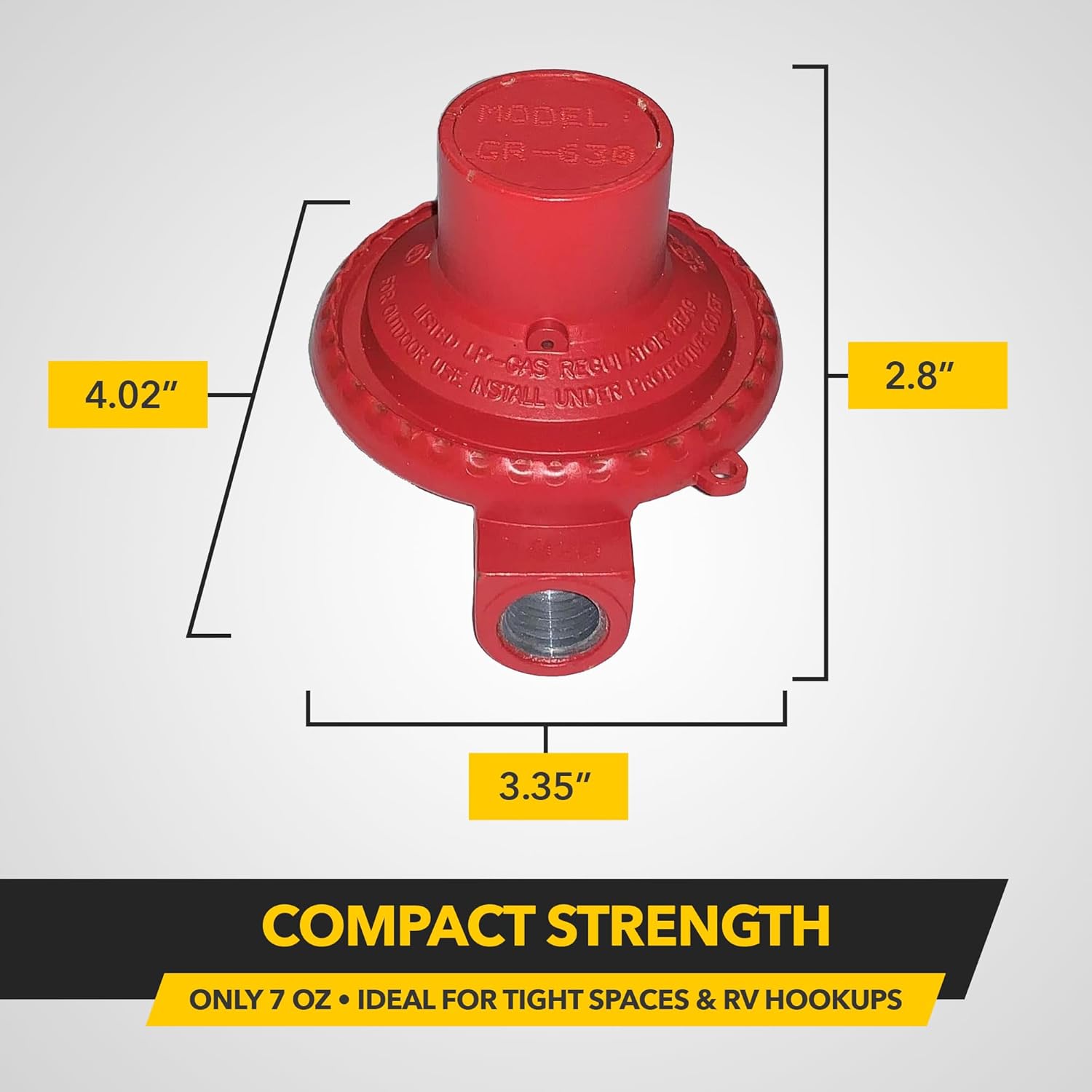 New Fairview RV Camper LP/Propane Gas Regulator – GR-630B High Pressure 30 PSI Outlet, 1/4″ FPT Inlet/Outlet, 500,000 BTU, Easy Install for Campers, RVs, & Travel Trailer Tanks, 4.02″ x 3.35″ x 2.8″
