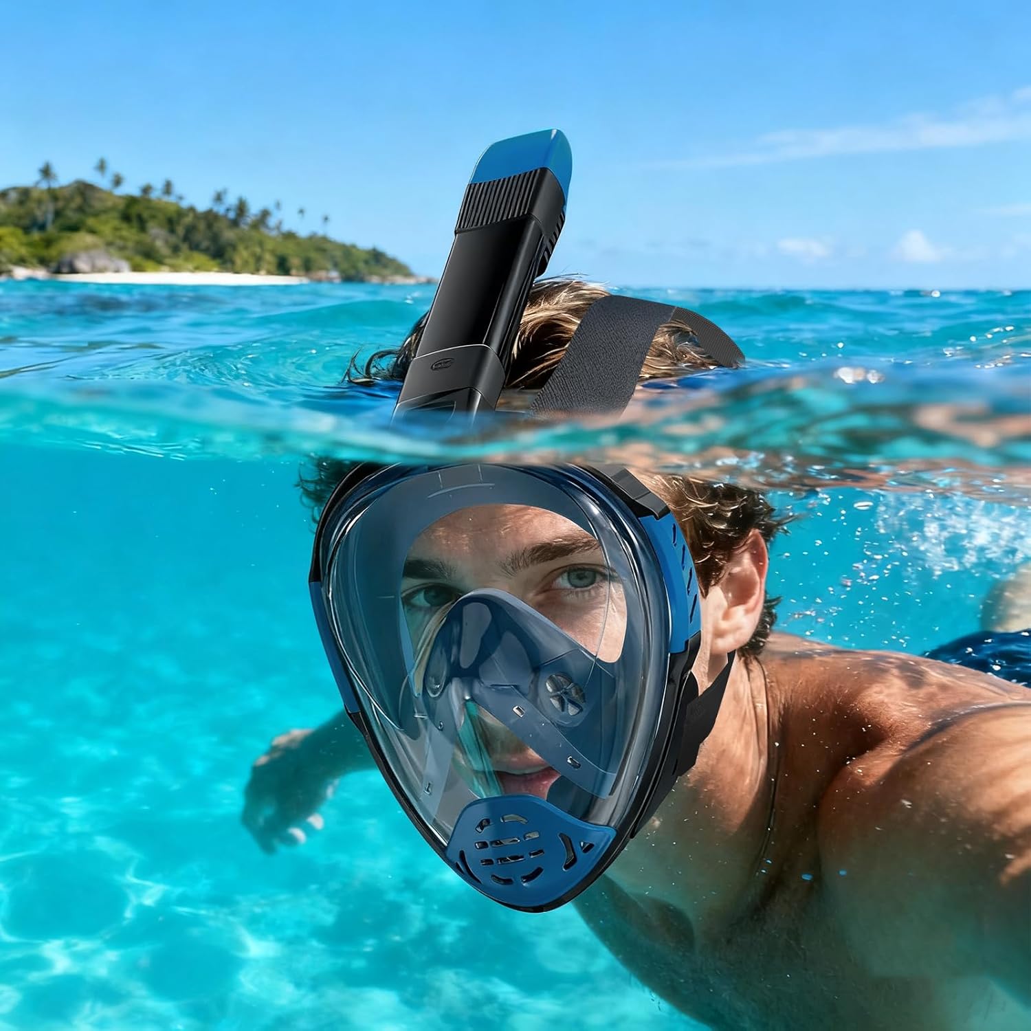 Full Face Snorkel Mask, Snorkeling Gear for Adults, Scuba Mask Diving Dry Top Snorkel Gear with Detachable Camera Mount, 180° Panoramic View Anti-Leak Anti-Fog Travel Package - Image 7