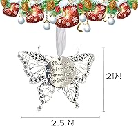 Vista 6 de Adornos de Navidad, dije de mariposa, adornos de Navidad de mariposa para árbol de Navidad, en memoria de un ser querido, adornos conmemorativos
