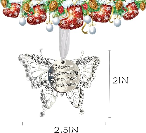 Miniatura 6 de Adornos de Navidad, dije de mariposa, adornos de Navidad de mariposa para árbol de Navidad, en memoria de un ser querido, adornos conmemorativos