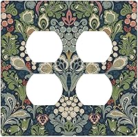 Vista 151 de William Morris Floral Boho Azul Medianoche Azul Bohemio Flor 1 Banda Dúplex Cubierta de Salida Decorativa Receptáculo Único Interruptor Eléctrico