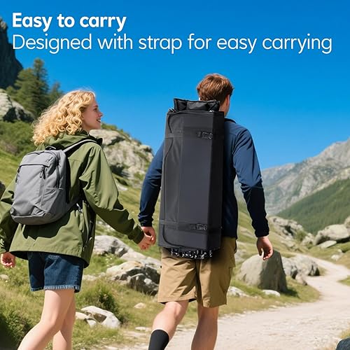 Miniatura 9 de Silla plegable doble con paraguas, sofá biplaza plegable para camping, silla de campamento doble con cortina portavasos, para barbacoa, pesca en la