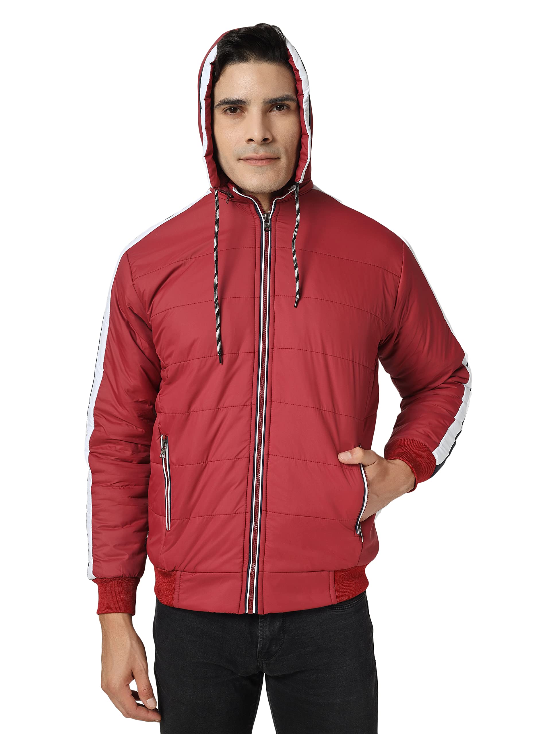 Ico Blue Stor Polyester Men's Solid Regular Hooded Neck Jacket (IN, Alpha, Large, Regular, MAROON2) 1