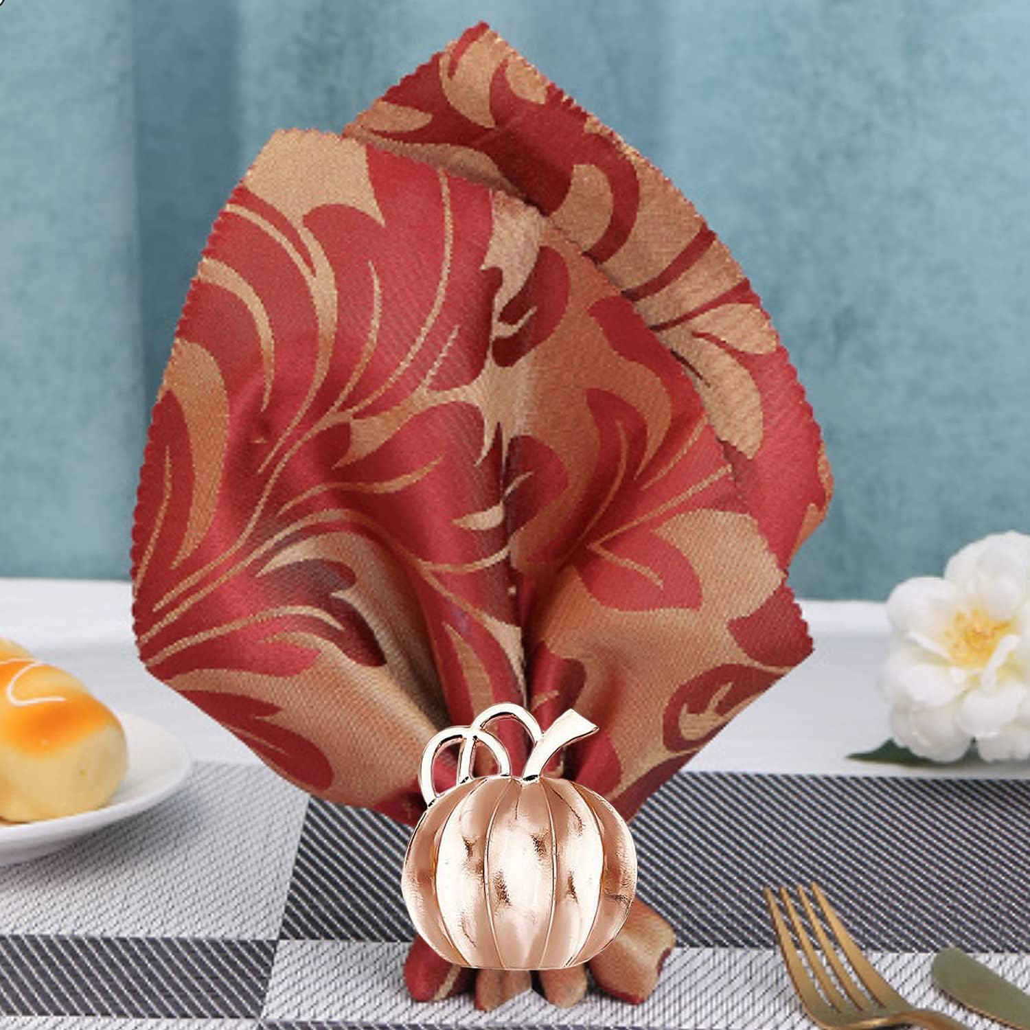 YSSAI 6 Pack Pumpkin Napkin Rings Thanksgiving Alloy Napkin Decoration Holders Fall Holiday Napkin Rings for Give Thanks Dinner Parties, Weddings, Family Gatherings, Halloween : Home & Kitchen