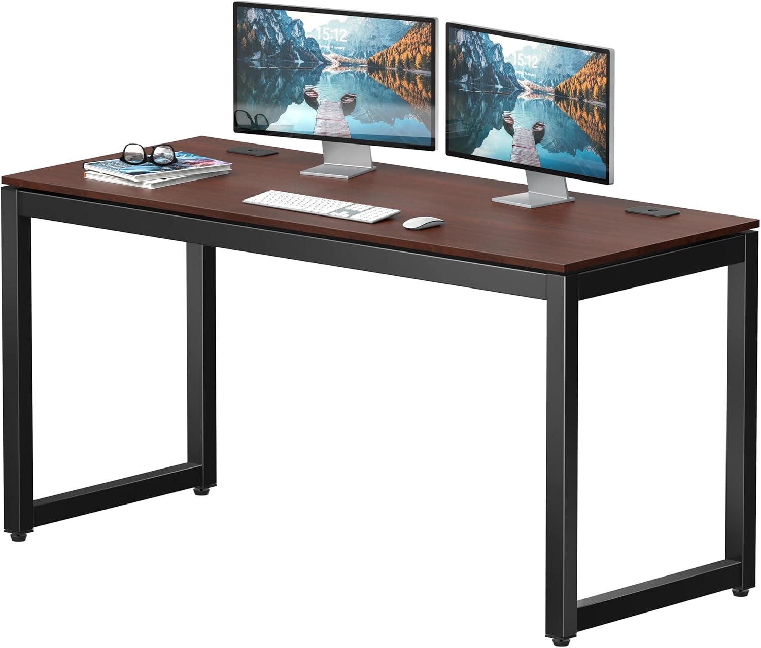 SHW 55-Inch Commercial-Grade Office Computer Desk, Cherry SHW 55-Inch Commercial-Grade Office Computer Desk, Cherry