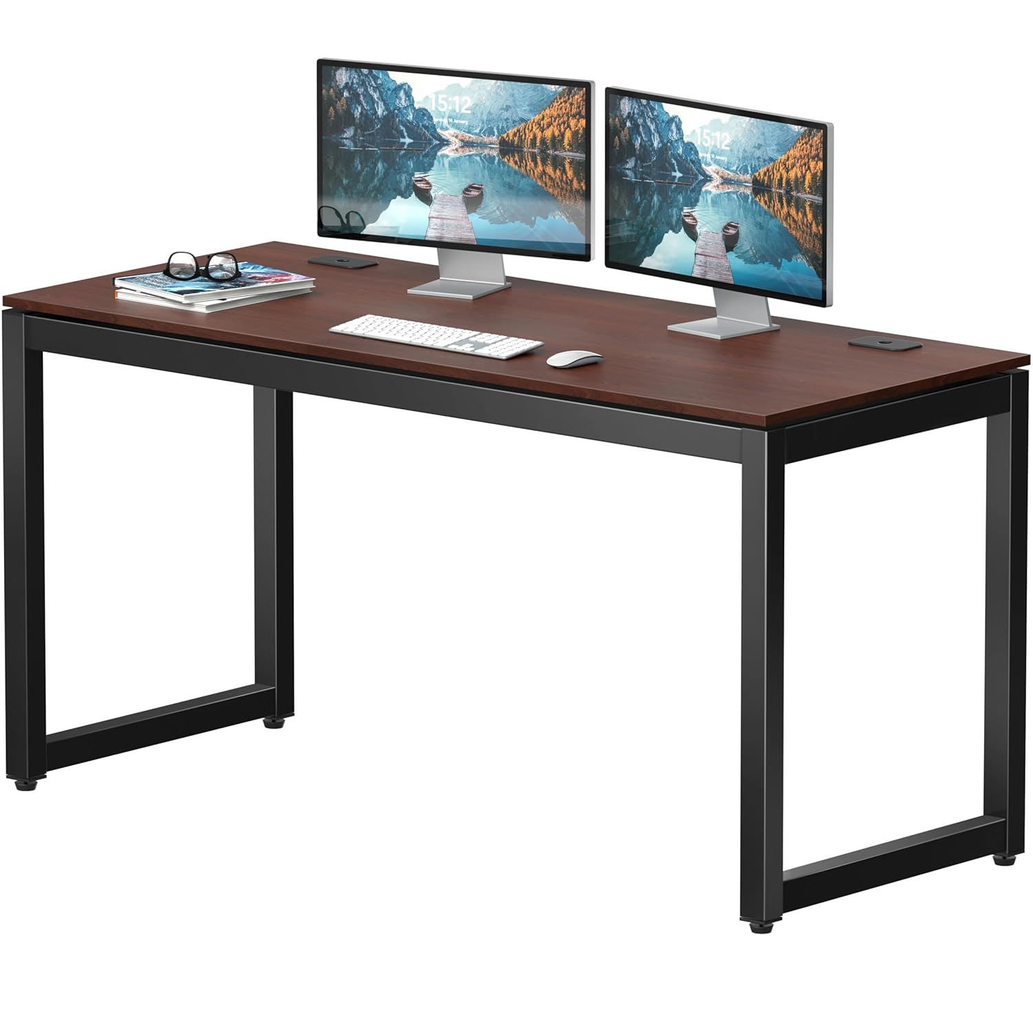 SHW 55-Inch Commercial-Grade Office Computer Desk Cherry