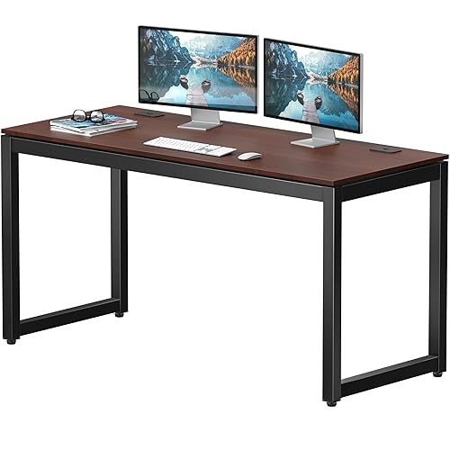 SHW 55-Inch Commercial-Grade Office Computer Desk, Cherry