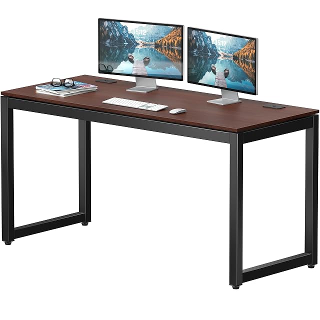 SHW 55-Inch Commercial-Grade Office Computer Desk Cherry