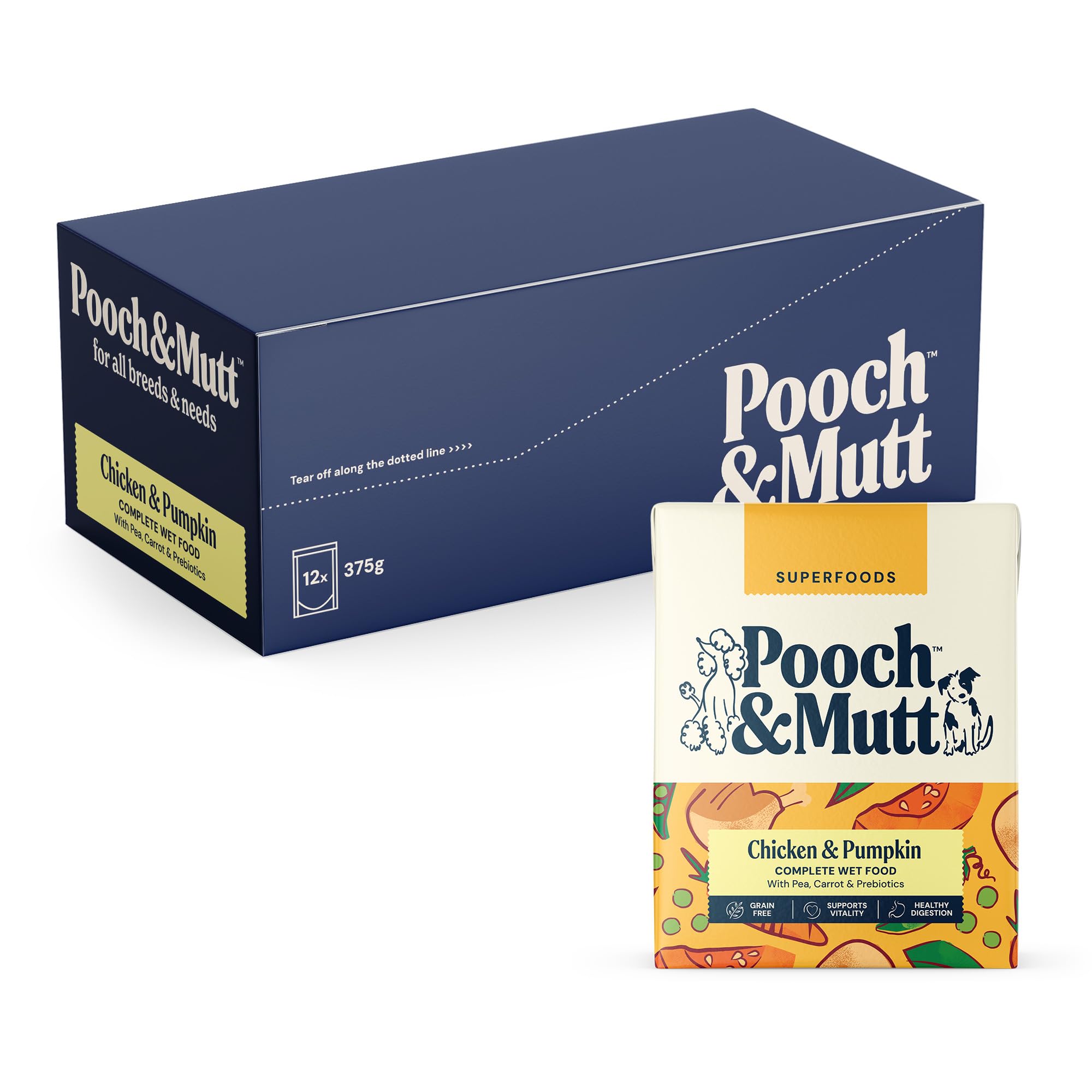 Chicken & Pumpkin Pack of Complete Wet Dog Food, Dry Dog Food Topper