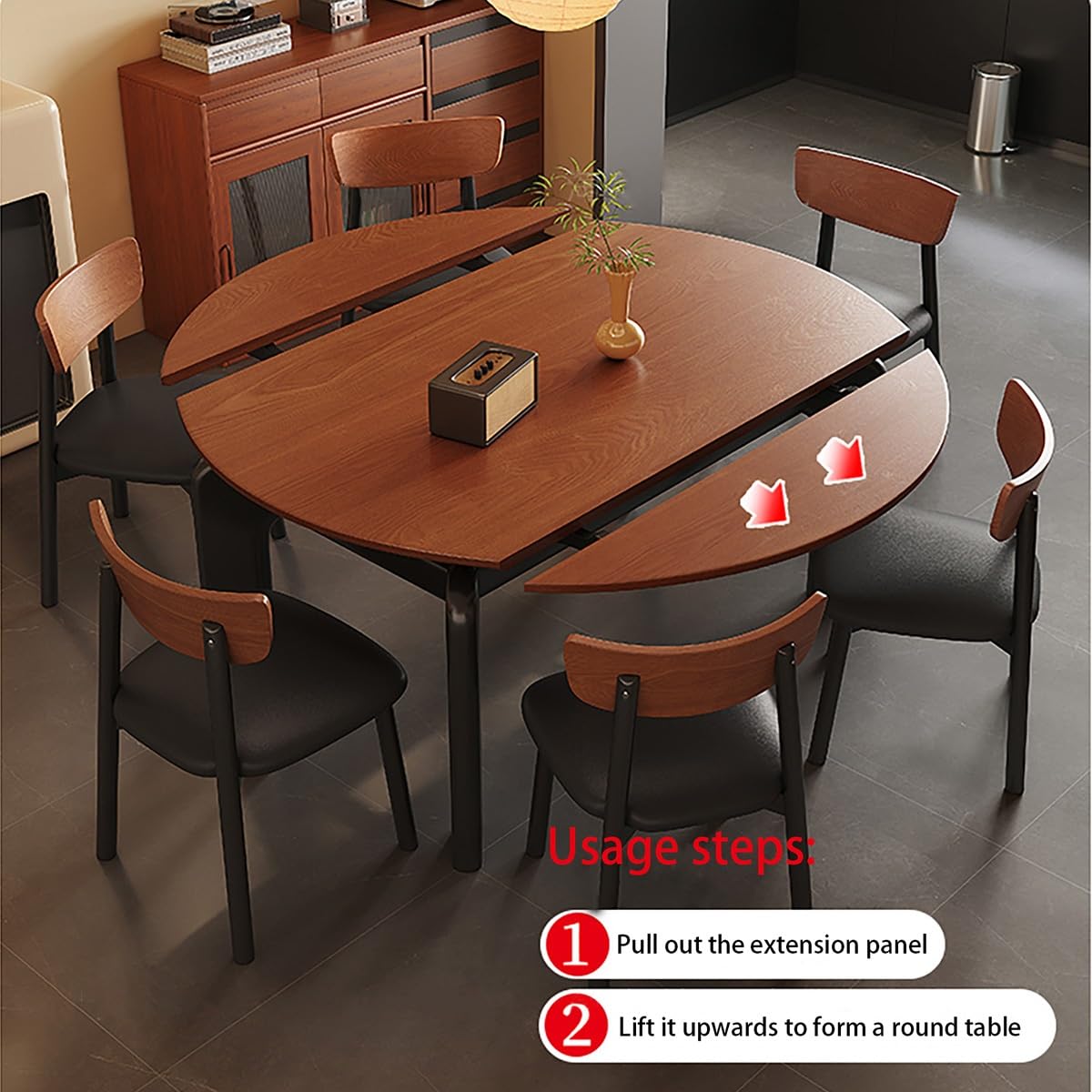 Rozkładany drewniany stół jadalny dla 4-6 osób chiński styl idealny do salonu jadalni kuchni (120 x 75 x 75 cm)