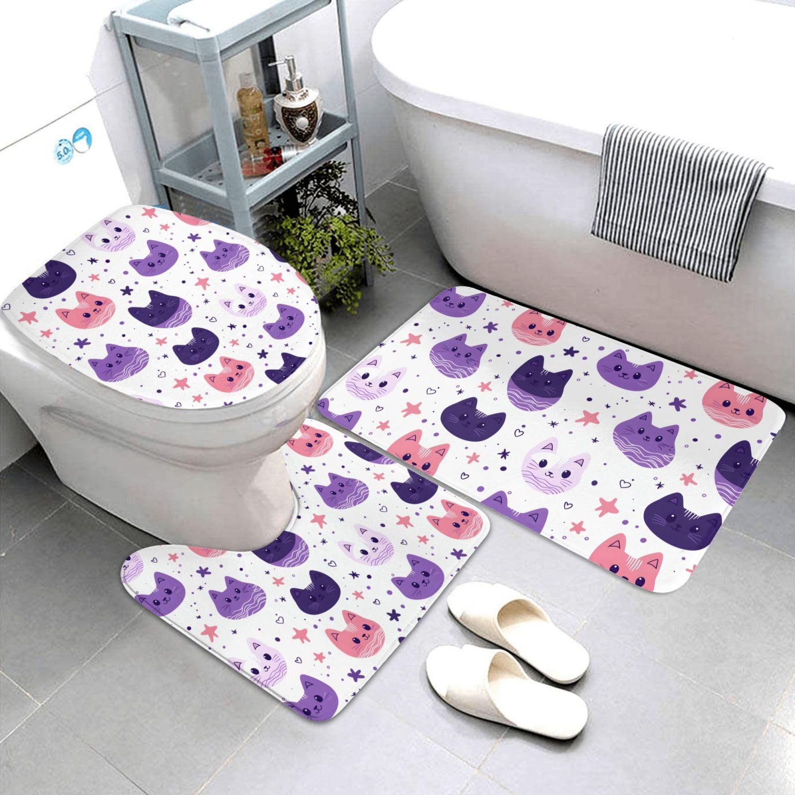 Tapis de bain absorbant lot de 3 lavable pour douche et lavabo