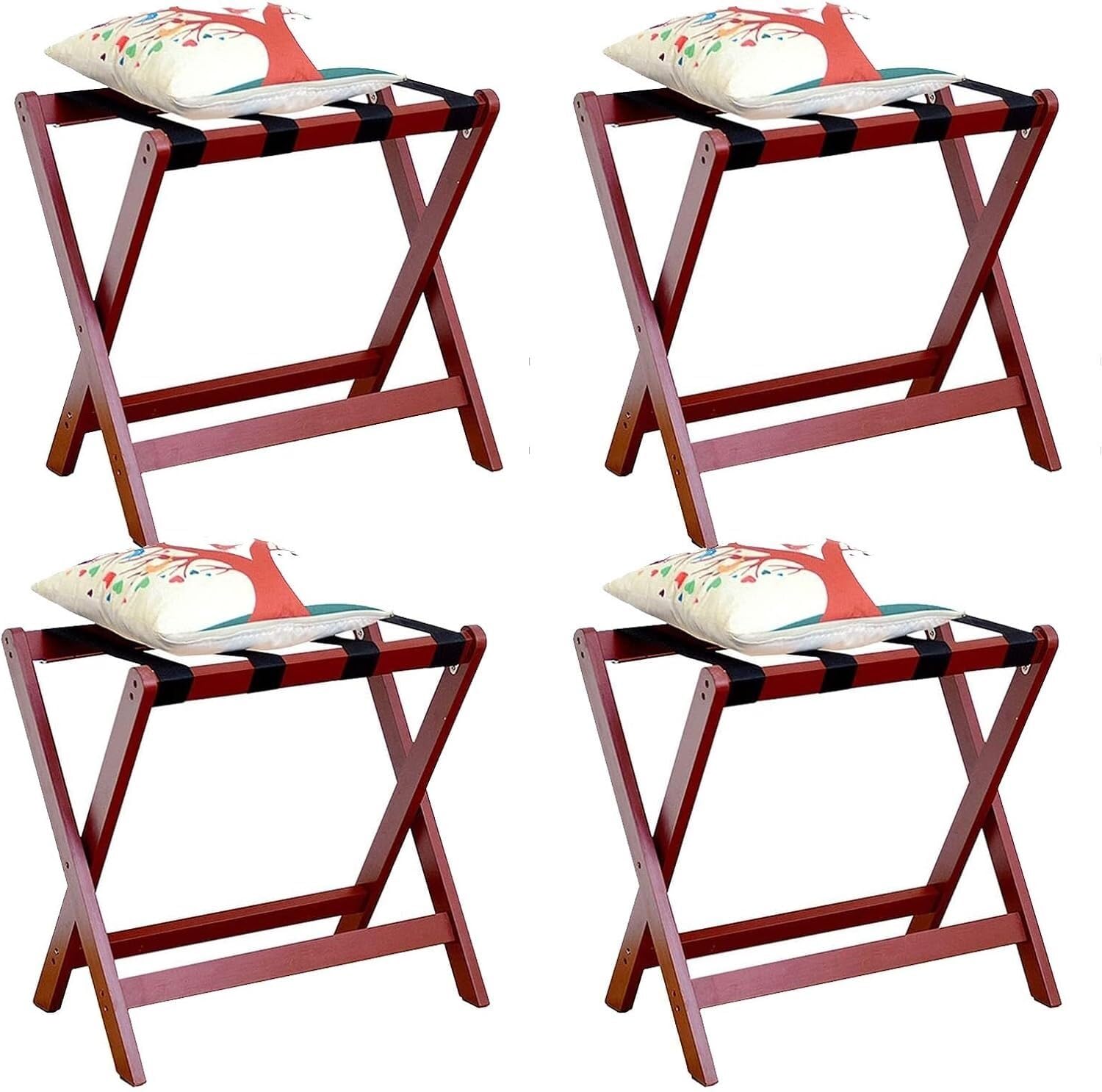 MSHGSKU Luggage rack Luggage Stands for Suitcases Foldable - Suitcase Stand, Suitcase Stand with Nylon Straps Luggage Storage Rack(Red,4pcs)