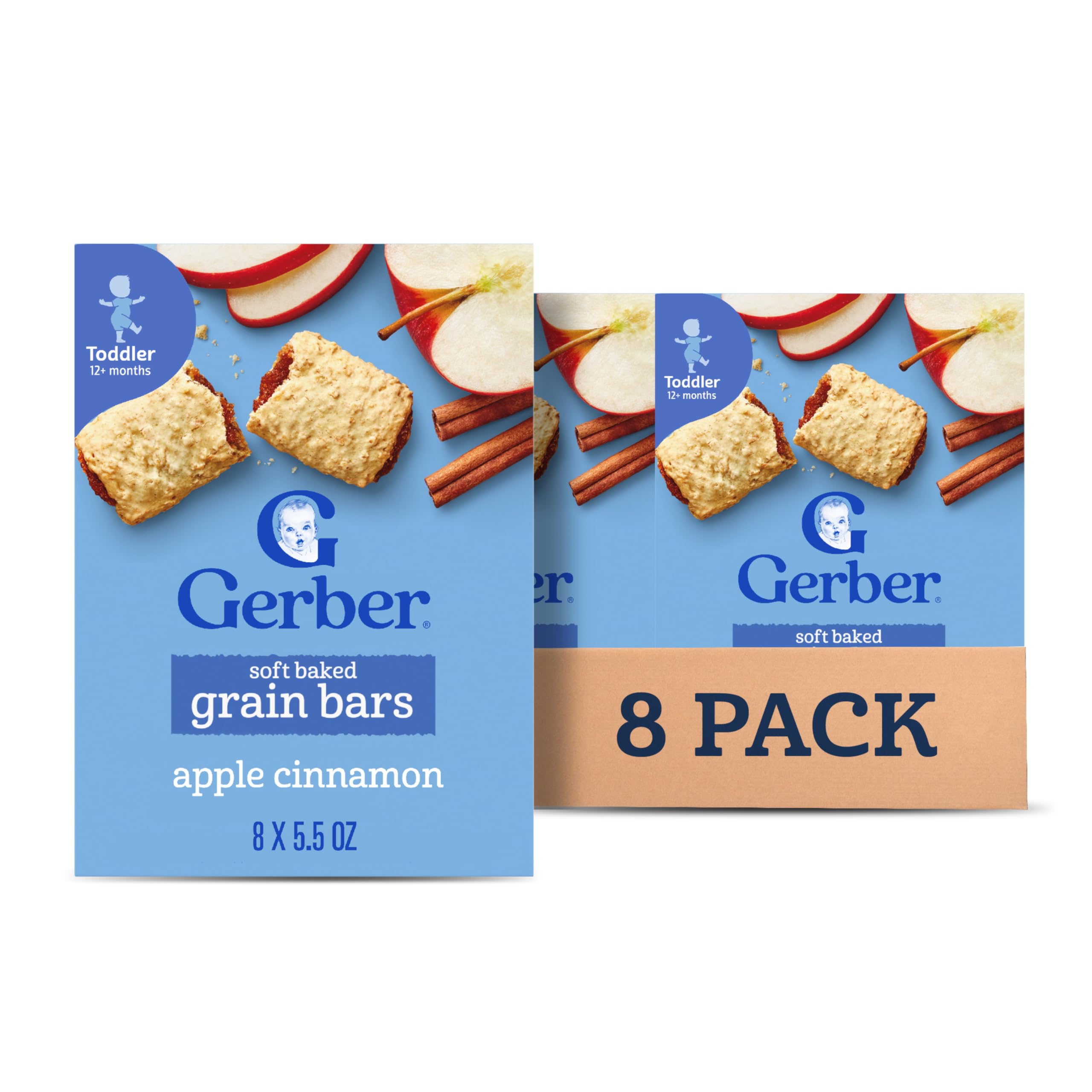 Snacks for Toddler Soft Baked Grain Bars, Apple Cinnamon, 5.5 Ounce (Pack of 8)