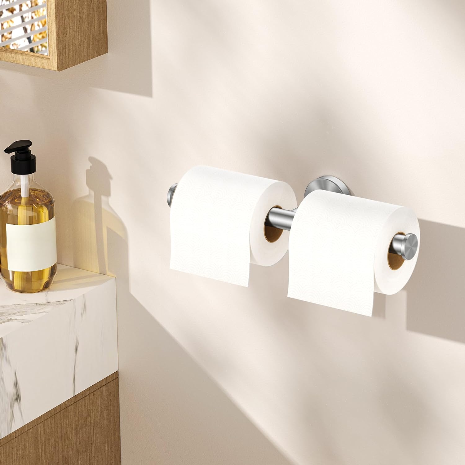 FORIOUS Commercial Toilet Paper Holder Wall Mount 304 Stainless Steel | Brushed Nickel | Double Toilet Paper Dispensers | SUS304 Stainless Steel Rustproof | Screw-In | Bathroom Tissue Holder