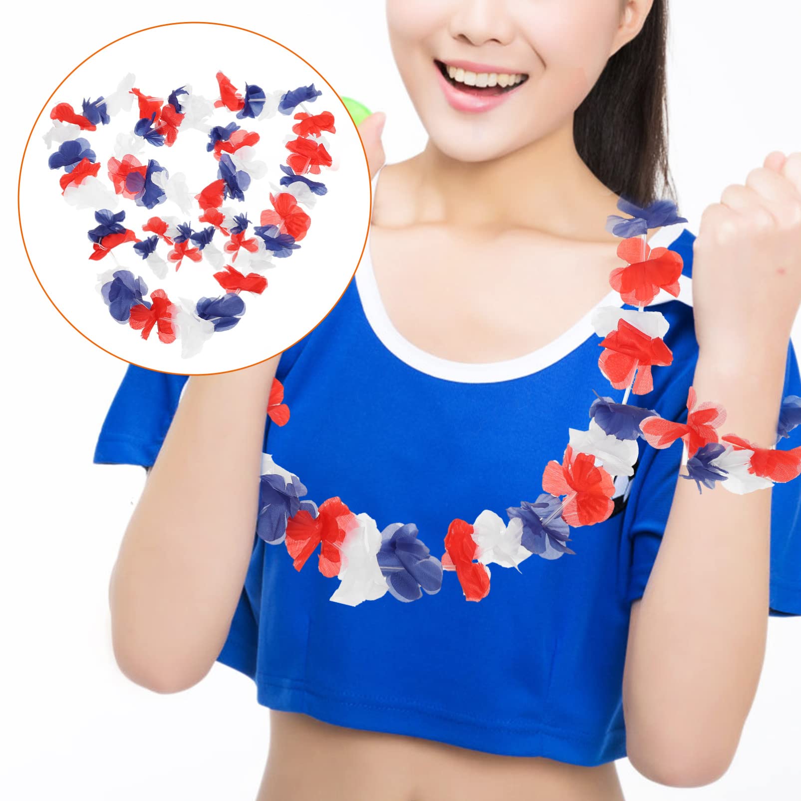 Ciieeo 2 Sätze Hawaiianische Lei Tiki Party Kostüm Girlande Lüfter Hula Hawaii Kopfschmuck Hawaii Accessoires Blumenring Room Decoration Leis-kit Hawaii Blumenarmbänder Stoff 72 Stück * 2