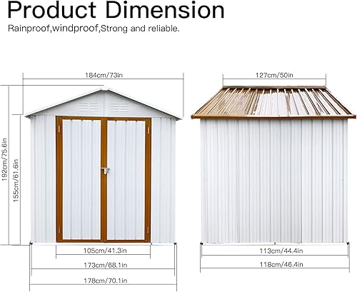 Miniatura 5 de Goohome Cobertizo de almacenamiento al aire libre de 6 x 6 pies, cobertizo de almacenamiento de metal para jardín, marcos de aluminio, casa de