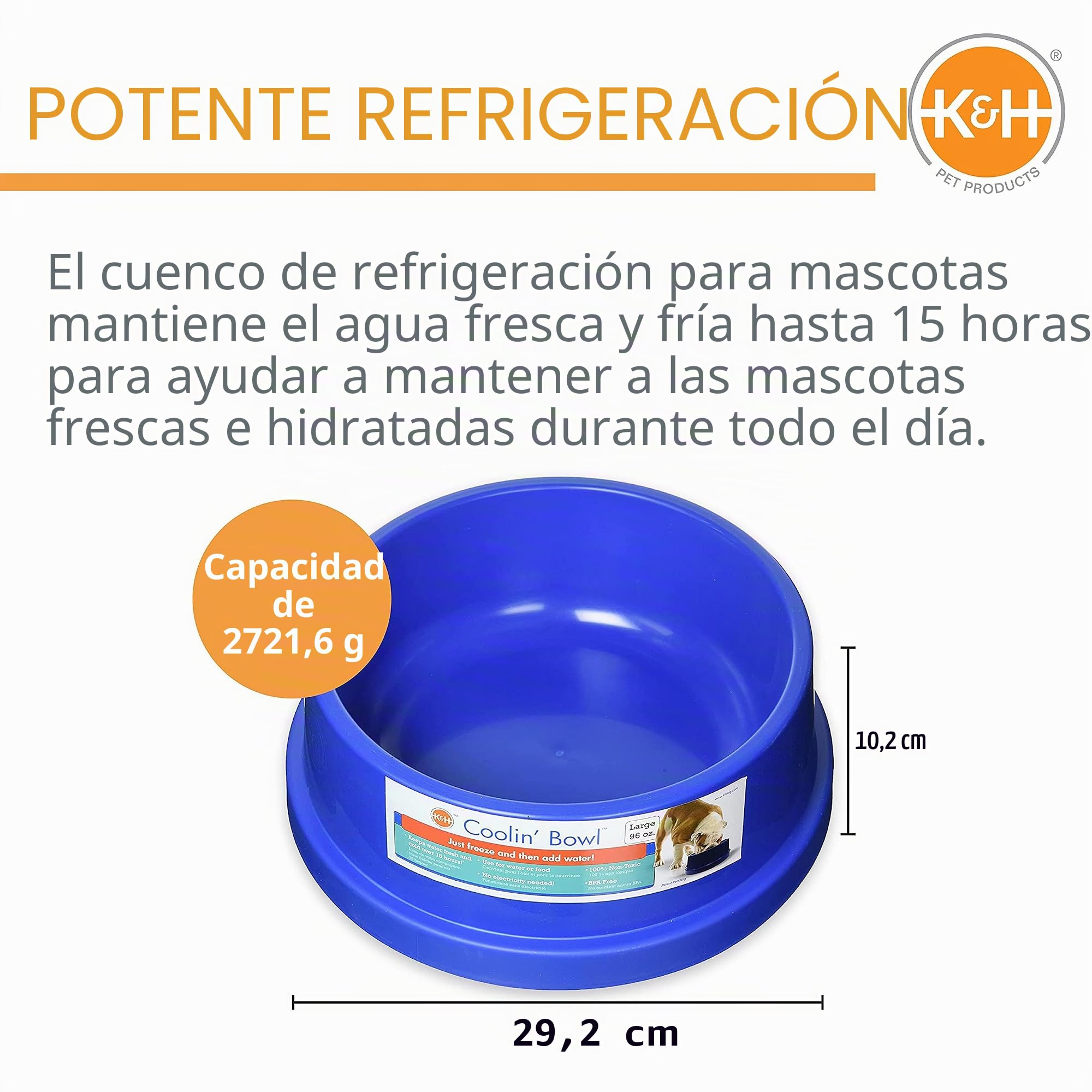 K&H Manufacturing K&H Mascotas | Bol Enfriador de Agua para Perros y Gatos | 2,7 litros