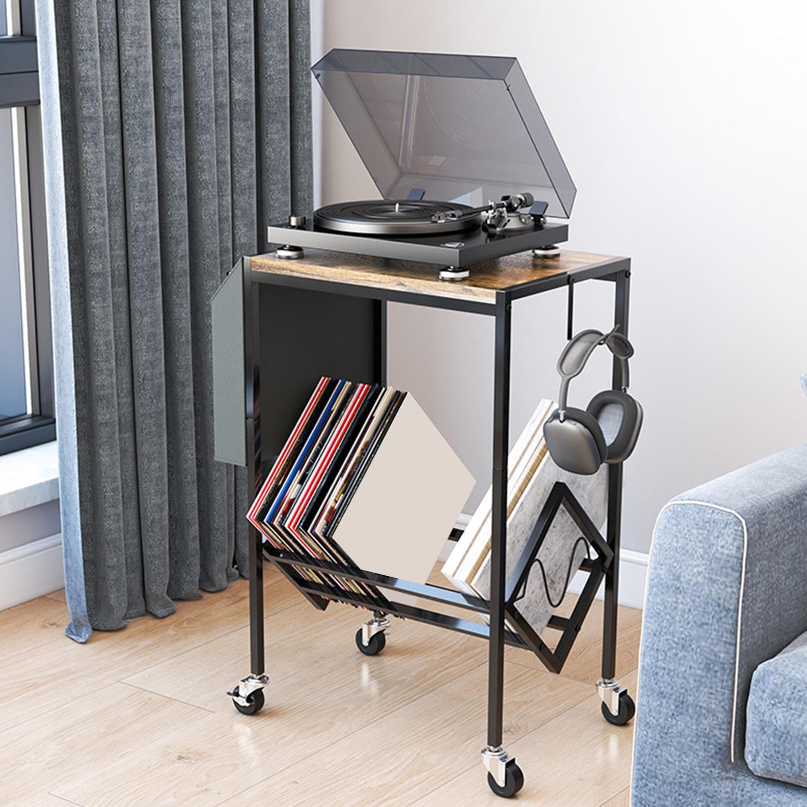 Porta Dischi Tavolo Organizzatore A Doppio Strato Per Collezione Album | Libreria per Raccolta Album Per Angolo Ufficio Camera Da Studio E Soggiorno