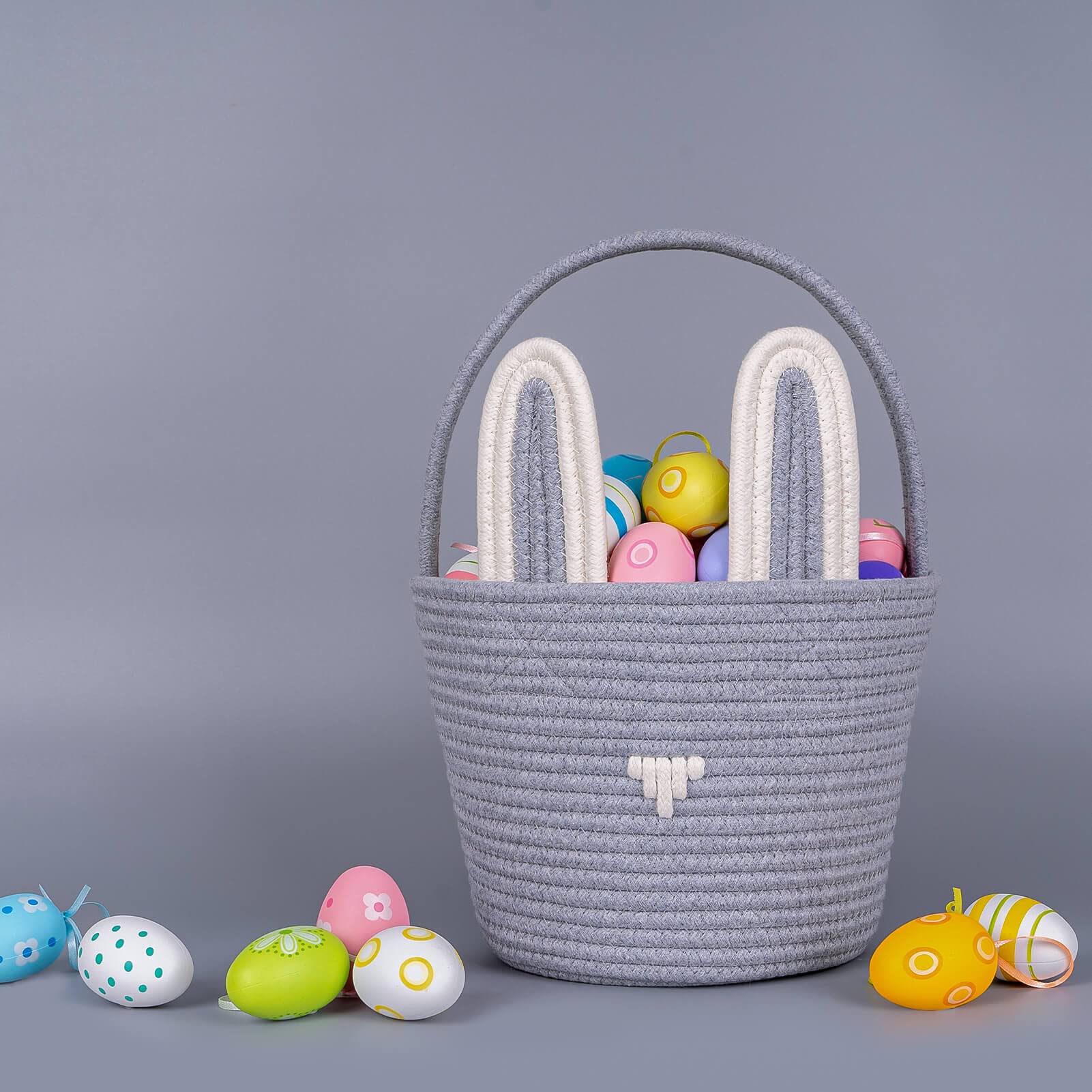 CubesLand Baby's First Easter Basket Set - 2 Stück Leere Ostereiersuche Korb für Jungen & Mädchen Niedliche Häschen Kaninchen Eimer mit Ohren für Kinder Kleinkinder Kinder