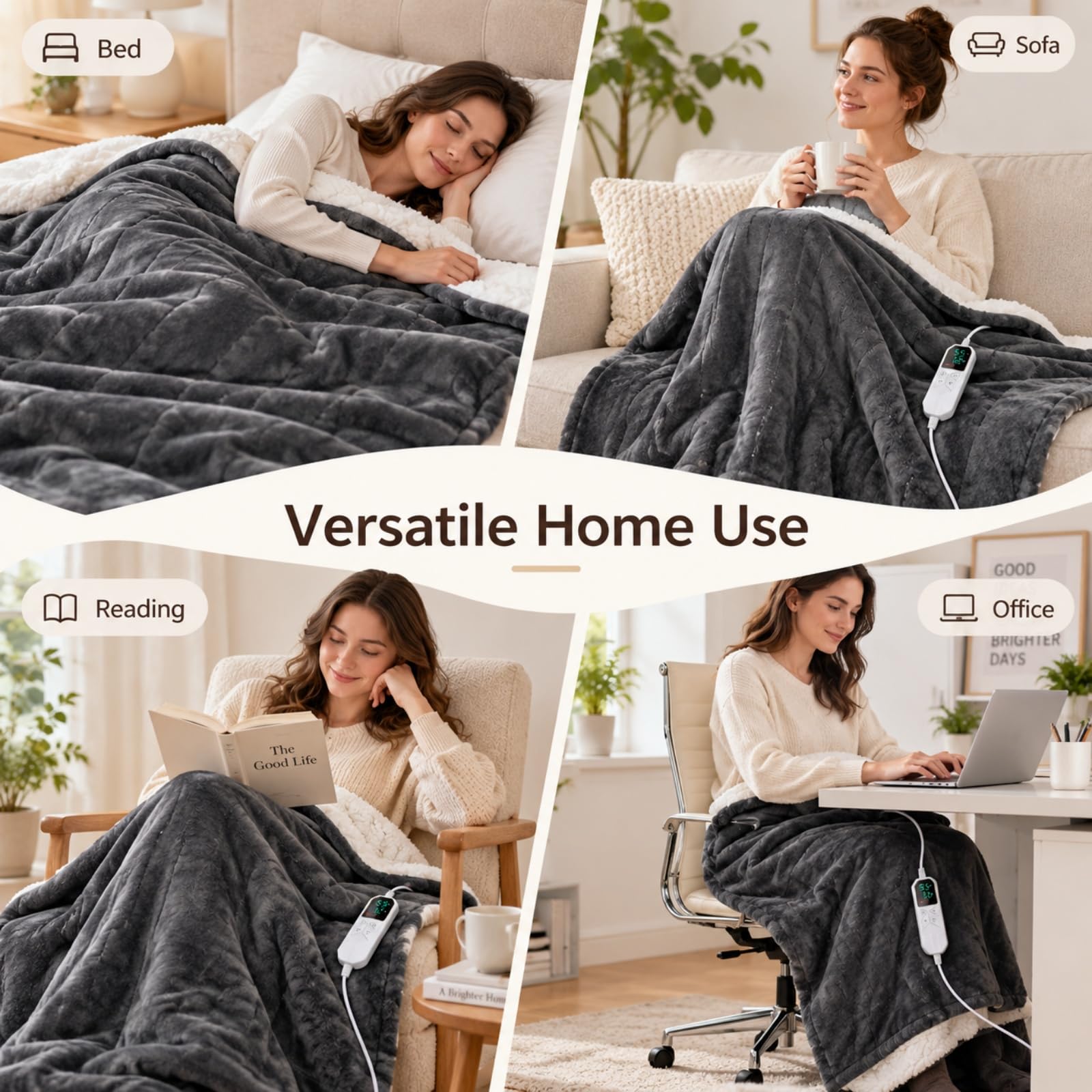 Coperta riscaldata portatile, scialle, coperta riscaldata USB, 213 x 228 cm