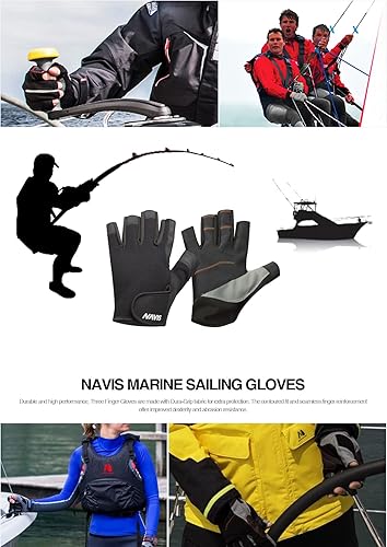 Miniatura 10 de Guantes de vela para hombres y mujeres, remo, barco, pesca, kayak, todos los deportes acuáticos, protección UV perfecta, dedo corto