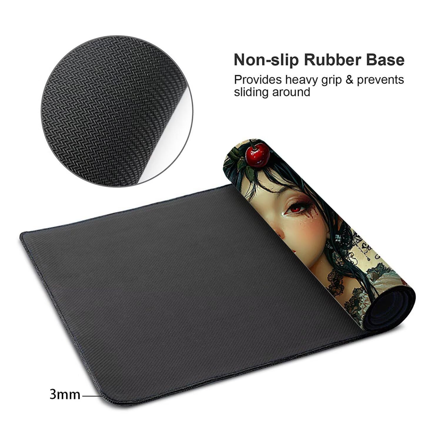 Tappetino per Mouse XXL 1200 x 600 mm Tappetino Mouse Gaming Grande, Mousepad con Base in Gomma Antiscivolo, Tappeto per Tavolo da Gaming per Mouse e Tastiera, Accessori PC (Rose Luna Ragazza) H-586