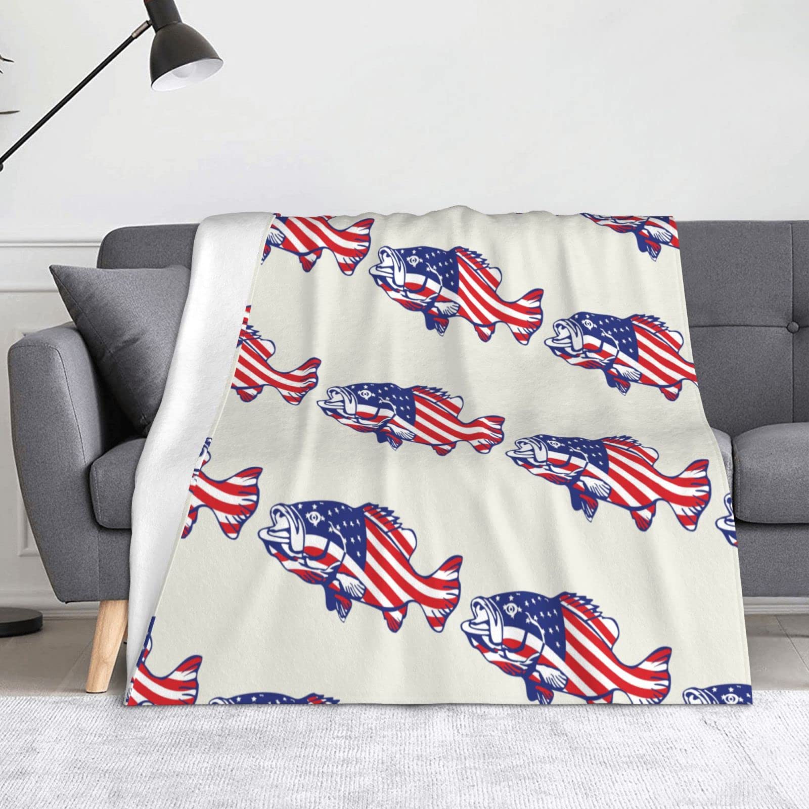 Couverture en flanelle douce drapeau de pêche finitions premium