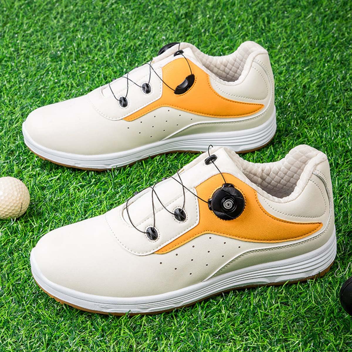 Zapatillas de Golf para Hombre sin Clavos | Impermeables y Antideslizantes, cómodos, botón Giratorio, Extra Anchos