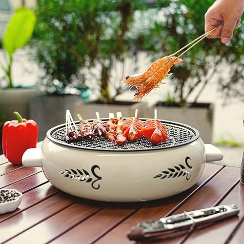 Miniatura 6 de Parrilla eléctrica de barbacoa 2 en 1 para interiores, sin humo, parrilla de carbón portátil con sartén y red de parrilla, para cocinar en