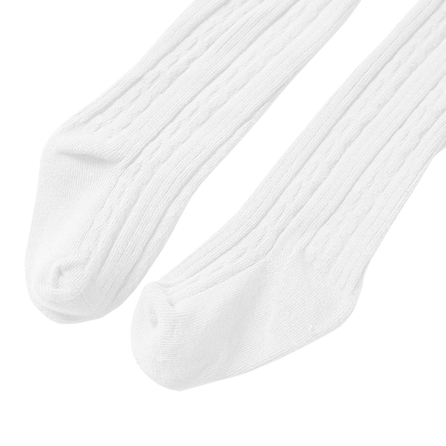 Baby Girls Tights, Seamless Knit Cotton Leggings Pants Infant Toddler Girl Stockings, White, 4-6 Years 1