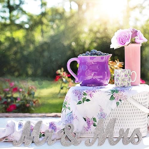 Miniatura 3 de Mrs & Mr Sign - Decoración de mesa de amor, letras para accesorios de fotos de boda, pancarta de fiesta, purpurina plateada