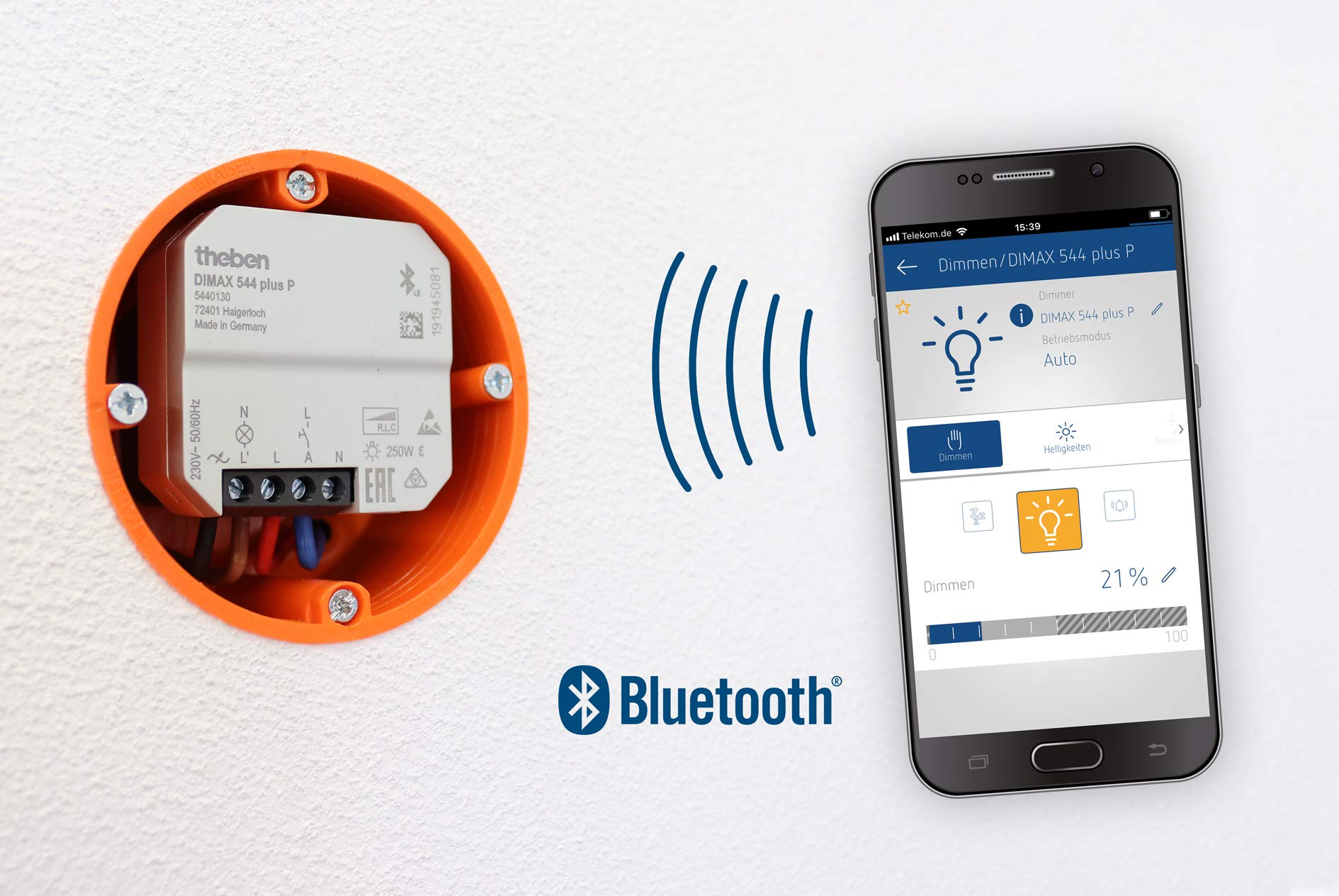 Theben DIMAX 544 plus P - Universaldimmer mit automatischer Lasterkennung und Bedienung über App oder Taster 5440130
