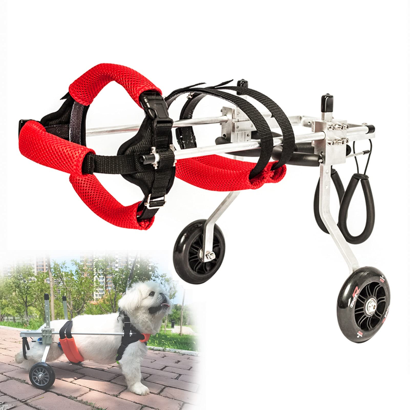 Amazon.co.jp: 犬用車椅子、調節可能な二輪ペット用車椅子、身体障害者 